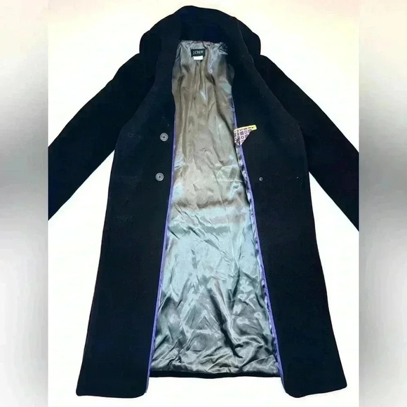 J. CREW Women’s Black 90 % Wool 10% cashmere Over Coat Jacket Size-4T - Picture 8 of 10